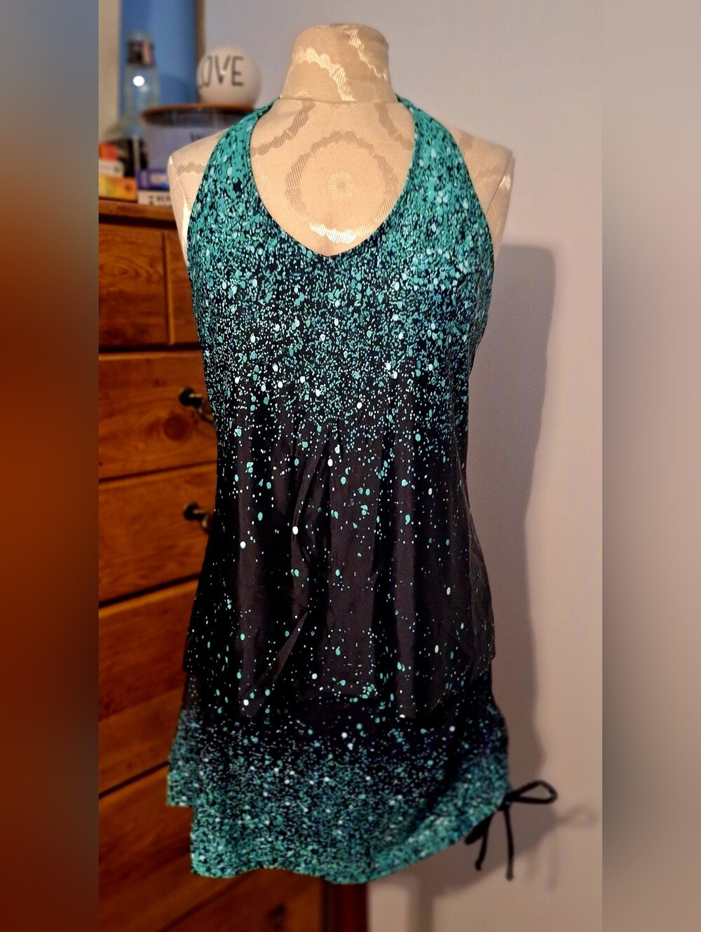 Black & Teal Tankini And Bottoms XL